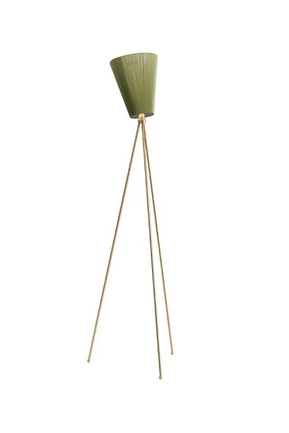 Northern oslo wood golvlampa olive green, guldigt stativ