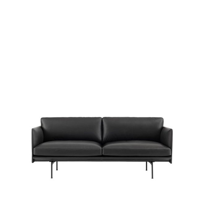 Muuto outline soffa 2-sits refine leather black-black