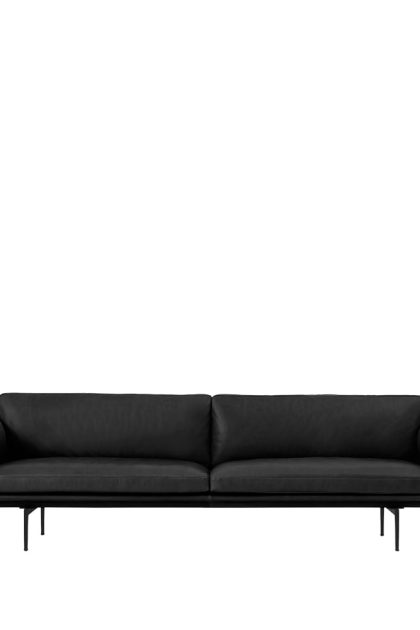 Muuto outline soffa 3-sits läder refine black-svarta ben