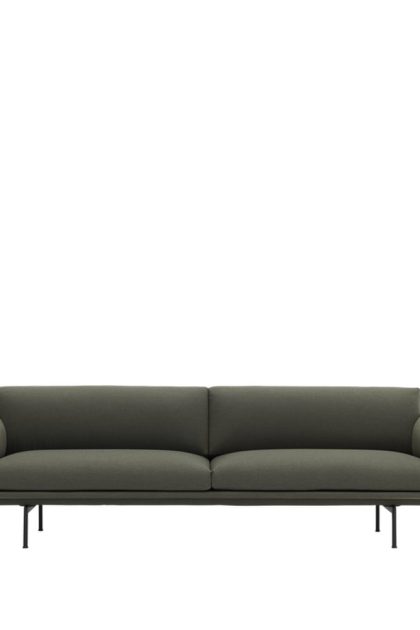 Muuto outline soffa 3-sits tyg fiord 961 green-svarta ben