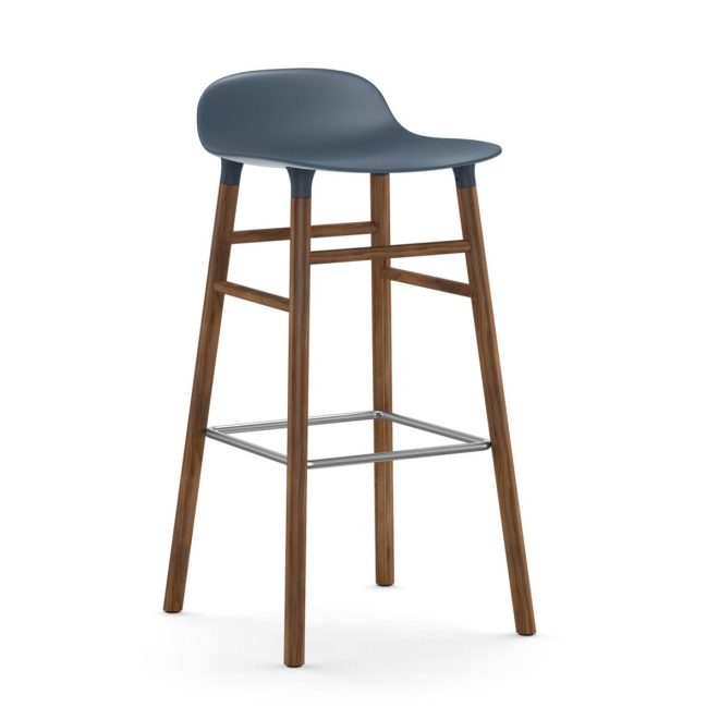 Normann copenhagen form chair barstol valnötsben blå