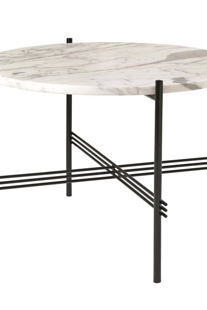 Gubi ts soffbord svarta ben Ø 55 cm vit marmor