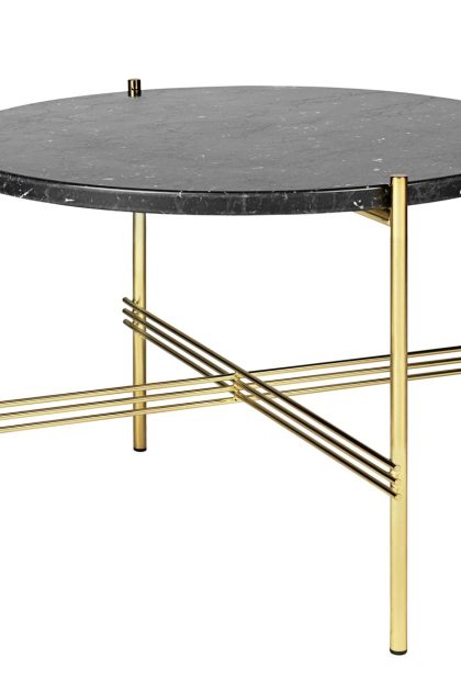 Gubi ts soffbord mässingsben Ø 55 cm svart marmor