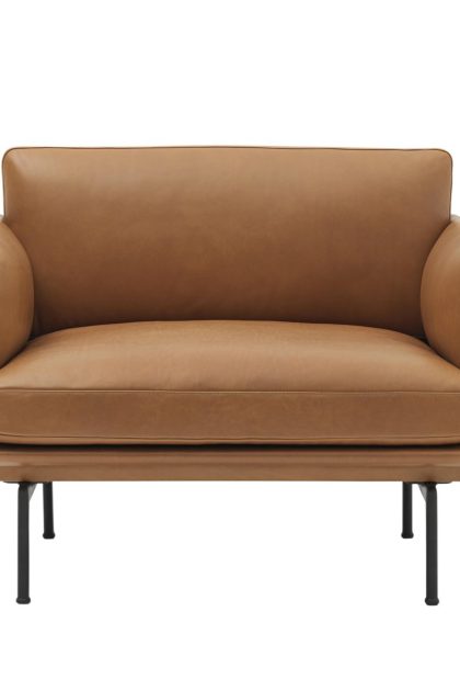 Muuto outline stol svart bas refine leather cognac-black