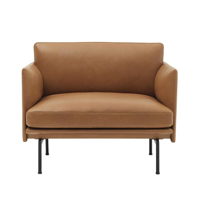 Muuto outline stol svart bas refine leather cognac-black