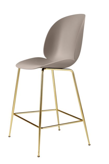 Gubi beetle barstol plast mässingsben new beige