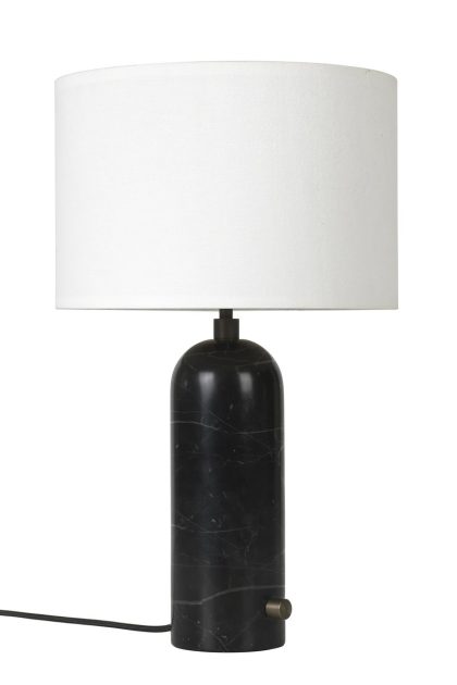 Gubi gravity s bordslampa black marble + vit skärm