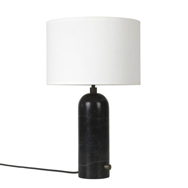 Gubi gravity s bordslampa black marble + vit skärm