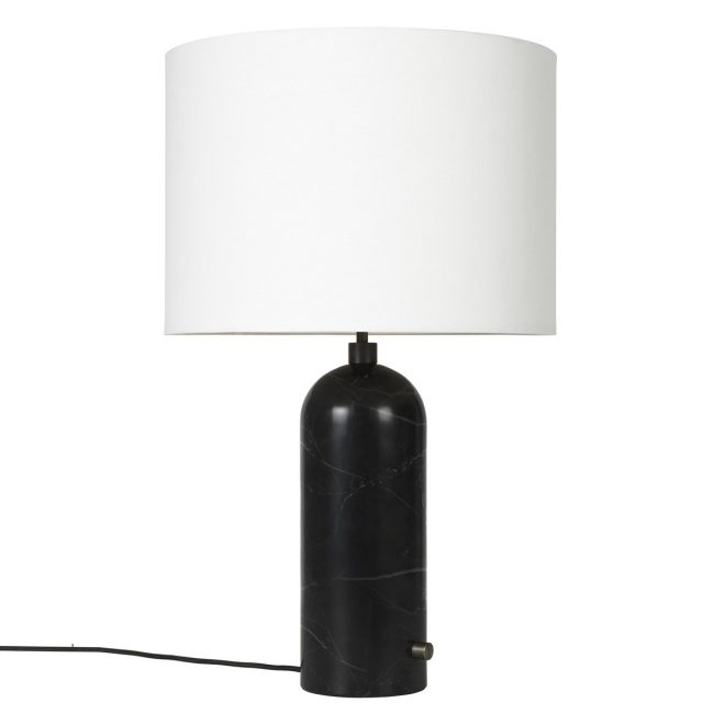 Gubi gravity l bordslampa black marble + vit skärm