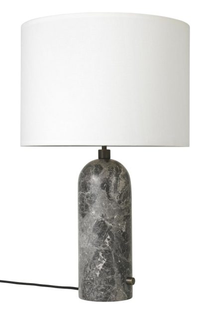 Gubi gravity l bordslampa grey marble + vit skärm