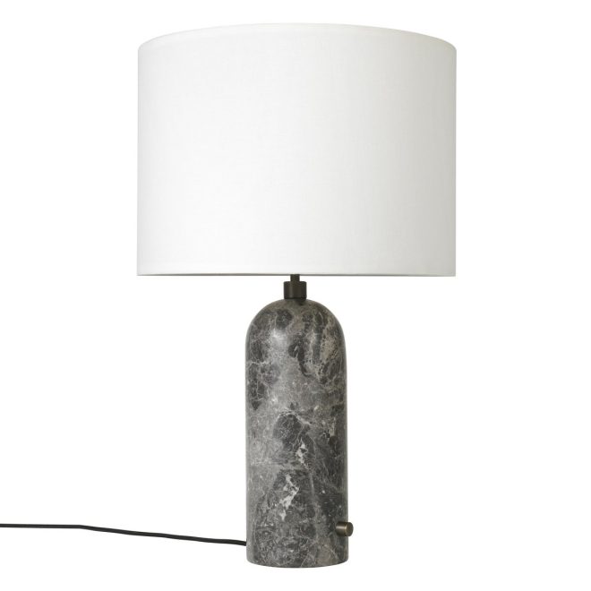 Gubi gravity l bordslampa grey marble + vit skärm