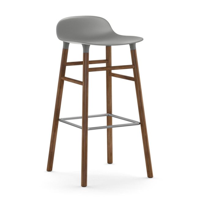 Normann copenhagen form barstol valnötsben 75 cm grå