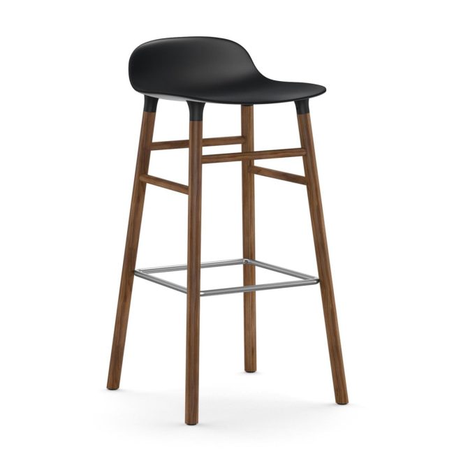 Normann copenhagen form barstol valnötsben 75 cm svart