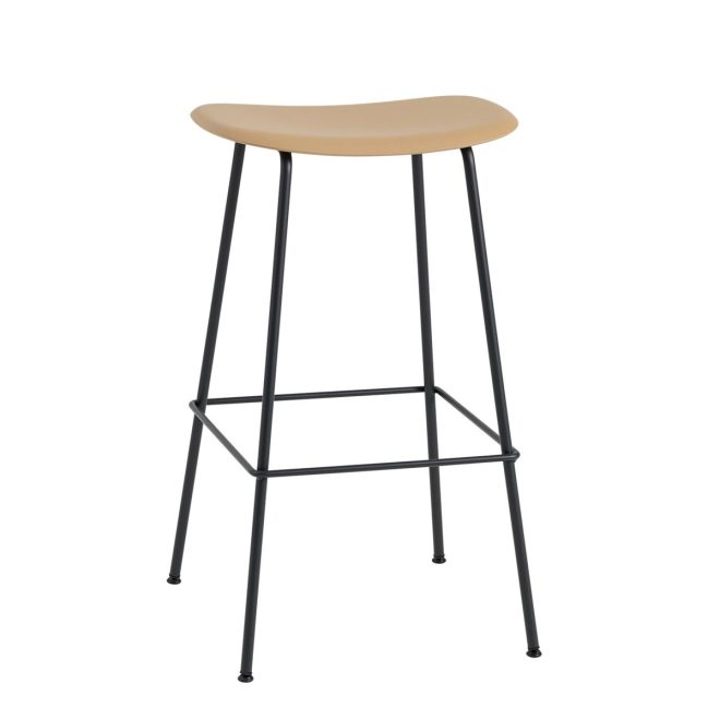 Muuto fiber barstol tube bas plastsits 75 cm ochre-black