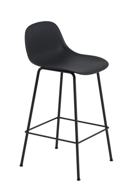 Muuto fiber tube barstol ryggstöd 65 cm anthracite black (plastic)