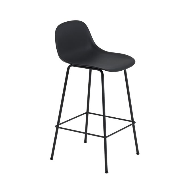Muuto fiber tube barstol ryggstöd 65 cm anthracite black (plastic)