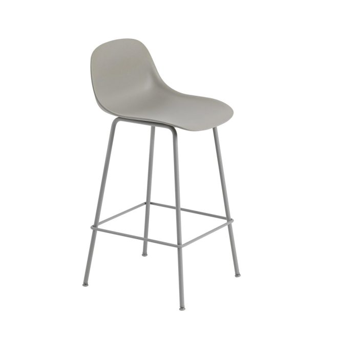 Muuto fiber tube barstol ryggstöd 65 cm grey (plastic)