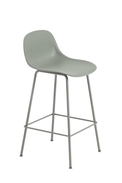 Muuto fiber tube barstol ryggstöd 65 cm dusty green (plastic)
