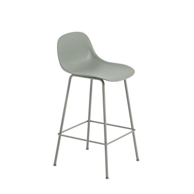 Muuto fiber tube barstol ryggstöd 65 cm dusty green (plastic)