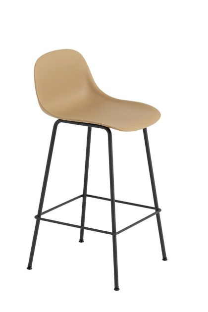 Muuto fiber tube barstol ryggstöd 65 cm ochre-black (plastic)