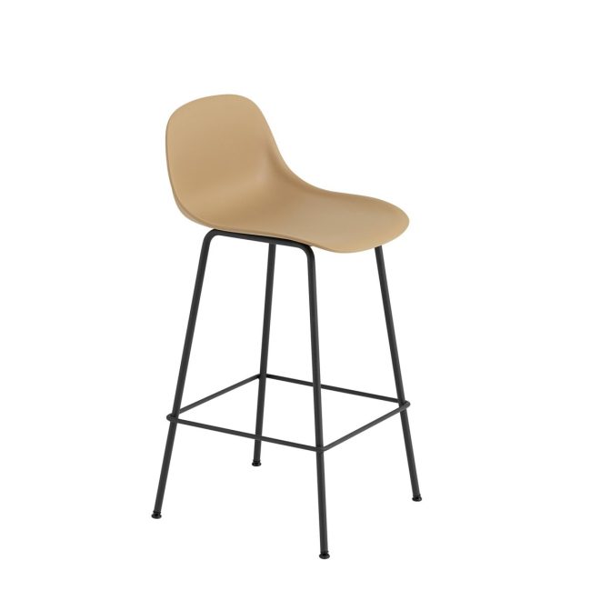 Muuto fiber tube barstol ryggstöd 65 cm ochre-black (plastic)