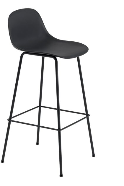 Muuto fiber barstol tube bas med ryggstöd plast 75 cm black-anthracite black