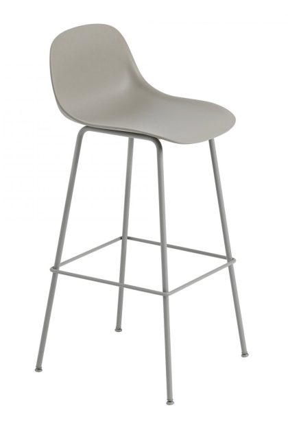 Muuto fiber barstol tube bas med ryggstöd plast 75 cm grey