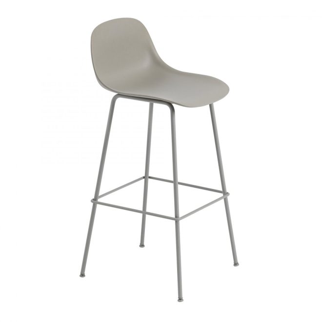 Muuto fiber barstol tube bas med ryggstöd plast 75 cm grey