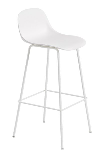 Muuto fiber barstol tube bas med ryggstöd plast 75 cm natural white