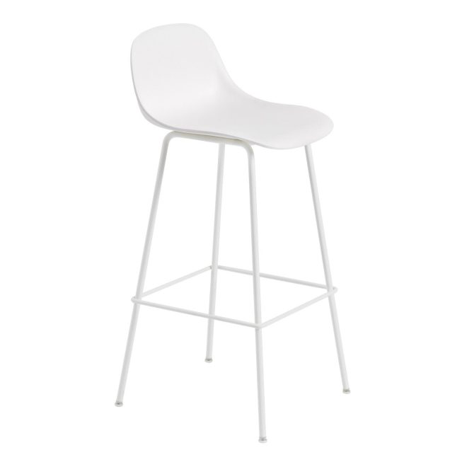 Muuto fiber barstol tube bas med ryggstöd plast 75 cm natural white