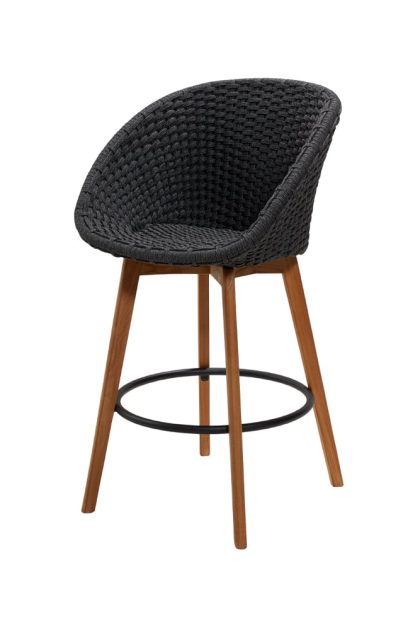 Cane-line peacock barstol dark grey, teakben
