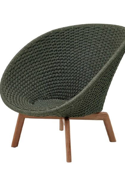 Cane-line peacock weave loungefåtölj dark green, teakben