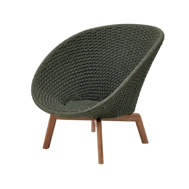 Cane-line peacock weave loungefåtölj dark green, teakben