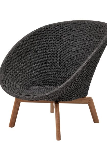 Cane-line peacock rope loungefåtölj dark grey, teakben
