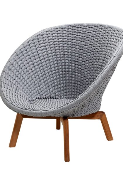 Cane-line peacock rope loungefåtölj light grey, teakben