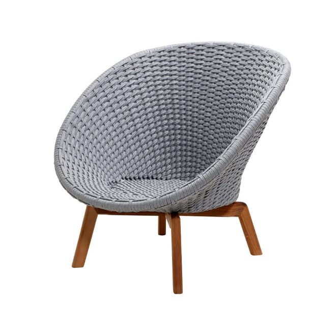 Cane-line peacock rope loungefåtölj light grey, teakben