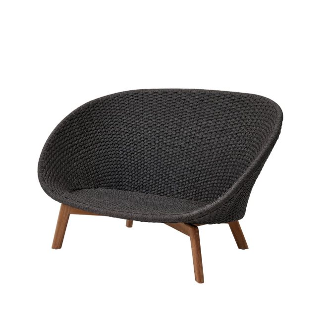 Cane-line peacock soffa 2-sits soft rope dark grey, teak