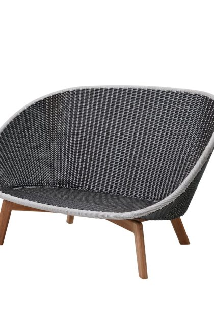 Cane-line peacock weave soffa 2-sits grey/light grey, teakben