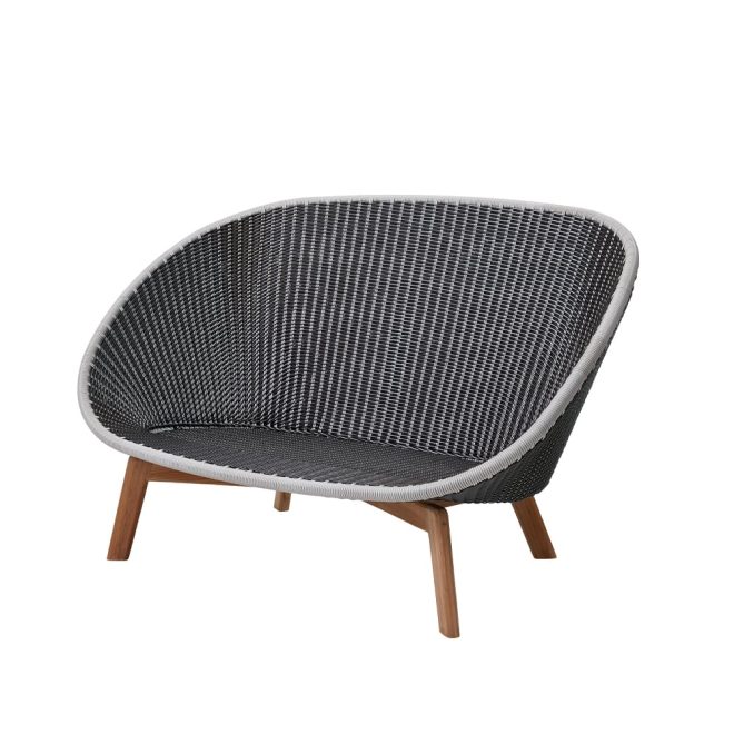 Cane-line peacock weave soffa 2-sits grey/light grey, teakben