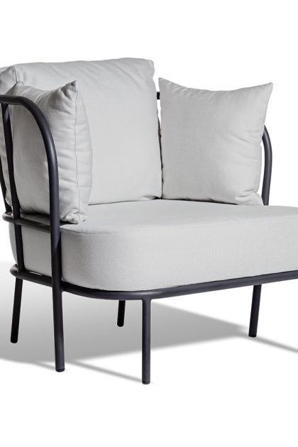 Skargaarden saltö loungefåtölj sunbrella silver grey, charcoal grey aluminiumram