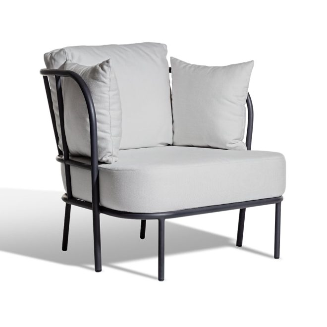 Skargaarden saltö loungefåtölj sunbrella silver grey, charcoal grey aluminiumram