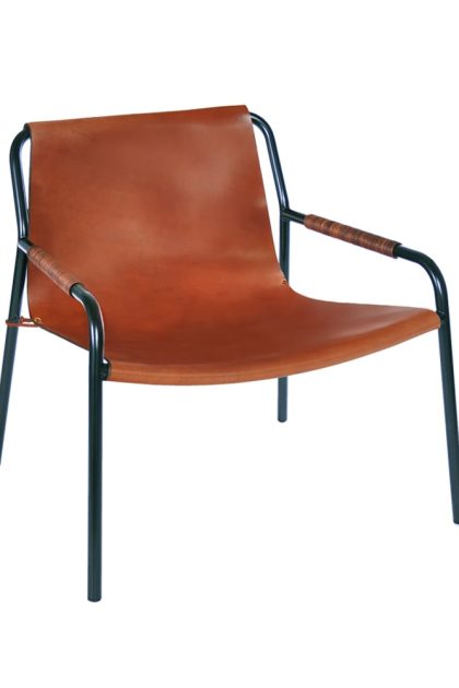 Ox denmarq september loungestol cognac-svartlackat stålstativ