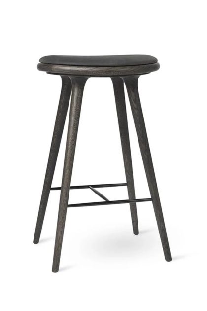 Mater high stool barpall 69 cm läder svart, sirka grey ek