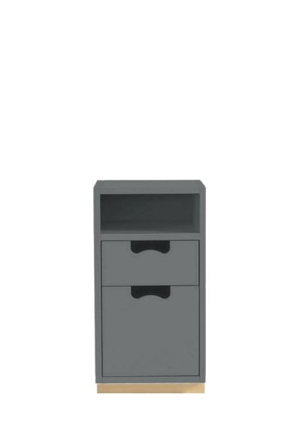 Asplund snö g3 sängbord storm grey, björksockel