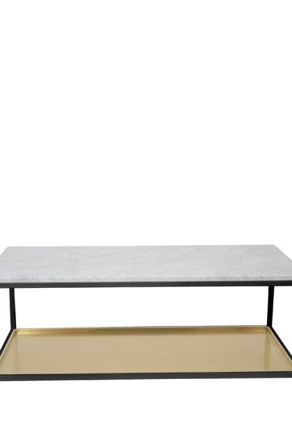 Scherlin scherlin soffbord 11 marmor vit, svartlackat stativ, mässingsplåt