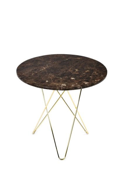 Ox denmarq tall mini o table soffbord marmor brun, mässingstativ