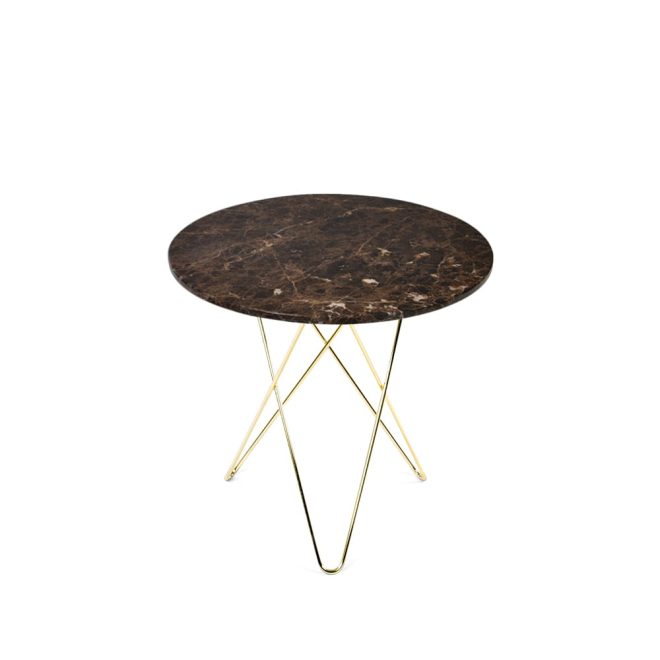 Ox denmarq tall mini o table soffbord marmor brun, mässingstativ