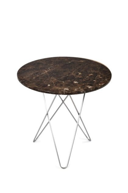Ox denmarq tall mini o table soffbord marmor brun, rostfritt stativ