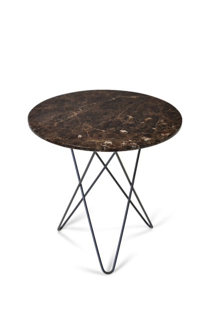 Ox denmarq tall mini o table soffbord marmor brun, svartlackat stativ