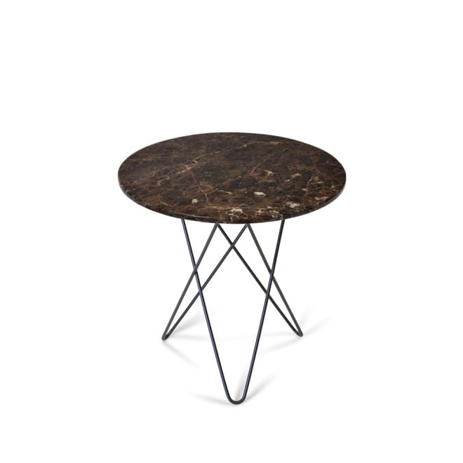 Ox denmarq tall mini o table soffbord marmor brun, svartlackat stativ